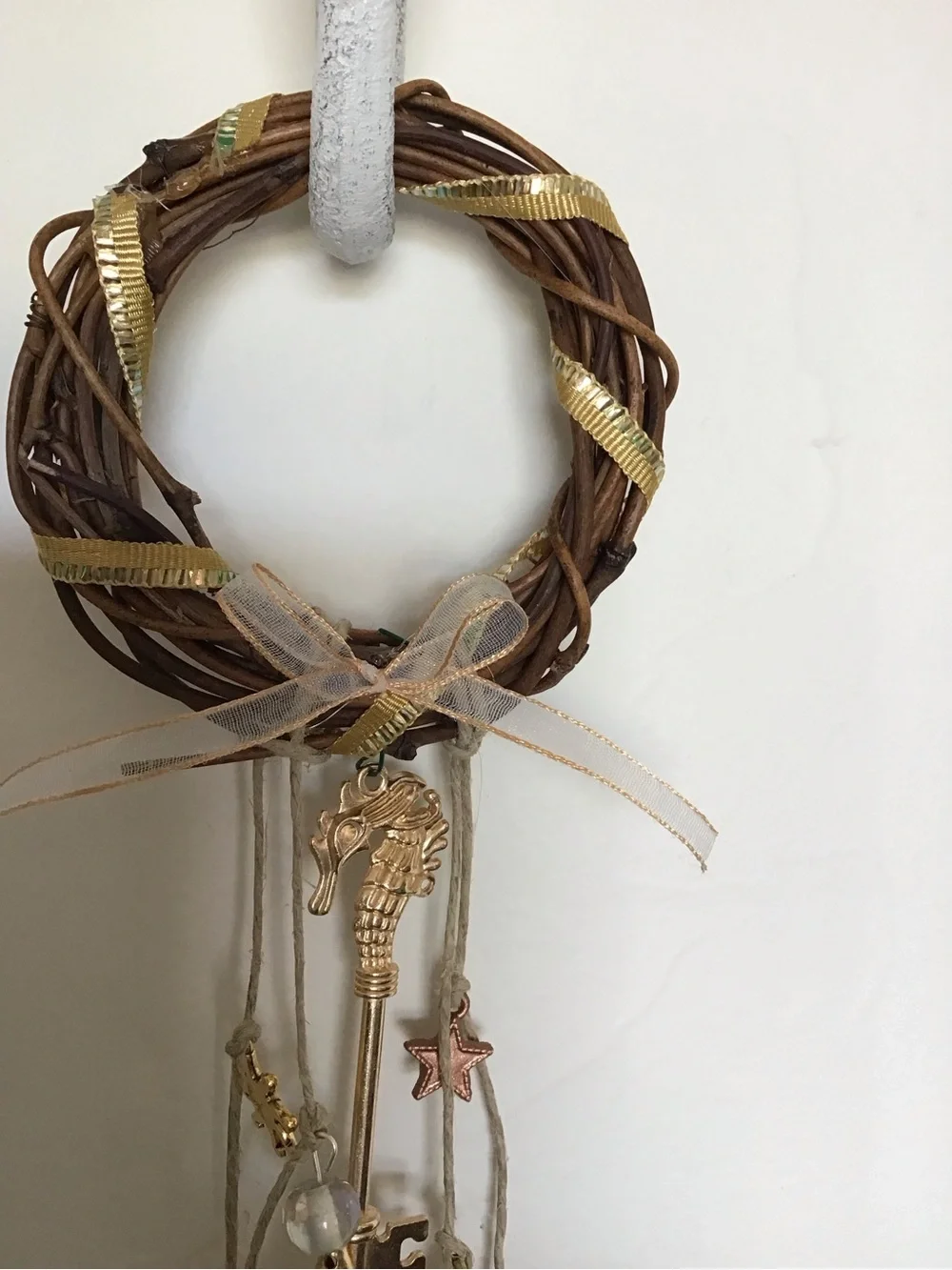 Gold and Brown Decorative Hanging Wind Chime Wall Accent